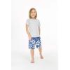imageBoys Spandex Hawaiian Beach Board Shorts with Elastic Tie and Pocket in Classic Hibiscus PrintClassic Hibiscus in Navy