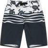 imageBoys Spandex Hawaiian Beach Board Shorts with Elastic Tie and Pocket in Classic Hibiscus PrintHonu Turtles in Black