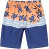imageBoys Spandex Hawaiian Beach Board Shorts with Elastic Tie and Pocket in Classic Hibiscus PrintHonu Turtles in Orange and Navy