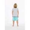 imageBoys Spandex Hawaiian Beach Board Shorts with Elastic Tie and Pocket in Classic Hibiscus PrintHonu Turtles in Turquoise