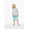 imageBoys Spandex Hawaiian Beach Board Shorts with Elastic Tie and Pocket in Classic Hibiscus PrintHonu Turtles in Turquoise