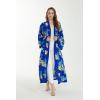imageMatchable Family Hawaiian Luau Men Women Girl Boy Clothes in Hibiscus BlueWomen Maxi Kimono Cardigan