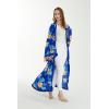 imageMatchable Family Hawaiian Luau Men Women Girl Boy Clothes in Hibiscus BlueWomen Maxi Kimono Cardigan