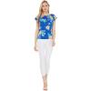 imageMatchable Family Hawaiian Luau Men Women Girl Boy Clothes in Hibiscus BlueWomen Offshoulder Ruffle Top