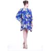 imageMatchable Family Hawaiian Luau Men Women Girl Boy Clothes in Hibiscus BlueWomen Short Poncho