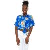 imageMatchable Family Hawaiian Luau Men Women Girl Boy Clothes in Hibiscus BlueWomen Tie Front Shirt