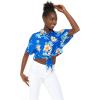 imageMatchable Family Hawaiian Luau Men Women Girl Boy Clothes in Hibiscus BlueWomen Tie Front Shirt