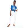 imageMatchable Family Hawaiian Luau Men Women Girl Boy Clothes in Hibiscus BlueWomen Tie Front Shirt