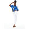 imageMatchable Family Hawaiian Luau Men Women Girl Boy Clothes in Hibiscus BlueWomen Tie Front Shirt