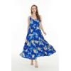 imageMatchable Family Hawaiian Luau Men Women Girl Boy Clothes in Hibiscus BlueWomen Tiered