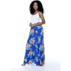 imageMatchable Family Hawaiian Luau Men Women Girl Boy Clothes in Hibiscus BlueWomen Wide Leg Pants