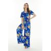 imageMatchable Family Hawaiian Luau Men Women Girl Boy Clothes in Hibiscus BlueWomen Wide Legged With Pockets Jumpsuit