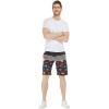 imageMens Spandex Hawaiian Beach Board Shorts with Zipped Pocket in Flamingo PartyClassic Hibiscus in Blue