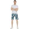 imageMens Spandex Hawaiian Beach Board Shorts with Zipped Pocket in Flamingo PartyFaded Floral in Blue
