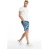 imageMens Spandex Hawaiian Beach Board Shorts with Zipped Pocket in Flamingo PartyVintage Surf Blue