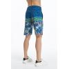 imageMens Spandex Hawaiian Beach Board Shorts with Zipped Pocket in Flamingo PartyVintage Surf Blue