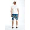 imageMens Spandex Hawaiian Beach Board Shorts with Zipped Pocket in Flamingo PartyVintage Surf Blue