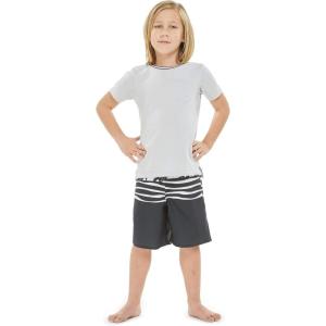 imageBoys Spandex Hawaiian Beach Board Shorts with Elastic Tie and Pocket in Classic Hibiscus PrintHonu Turtles in Black