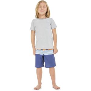 imageBoys Spandex Hawaiian Beach Board Shorts with Elastic Tie and Pocket in Classic Hibiscus PrintHonu Turtles in Orange and Navy