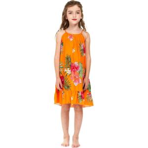 imageGirl Hawaiian Round Neck Dress in Pretty TropicalPretty Tropical Orange