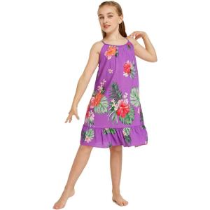imageGirl Hawaiian Round Neck Dress in Pretty TropicalPretty Tropical Purple