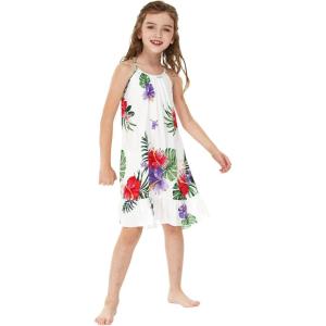 imageGirl Hawaiian Round Neck Dress in Pretty TropicalPretty Tropical White