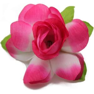 imageHawaii Luau Party Artificial Fabric Gardenia Hair ClipsHot Pink Edge
