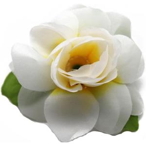 imageHawaii Luau Party Artificial Fabric Gardenia Hair ClipsWhite Yellow Heart