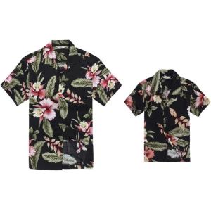 imageMatching Father Son Hawaiian Luau Outfit Men Shirt Boy Shirt Shorts Cream RafelsiaBlack Rafelsia