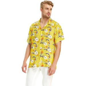 imageMens Hawaiian Shirt Aloha ShirtGarden Poppy Yellow