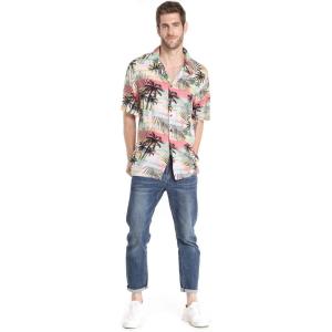 imageMens Hawaiian Shirt Aloha ShirtSunset Neon Pastel