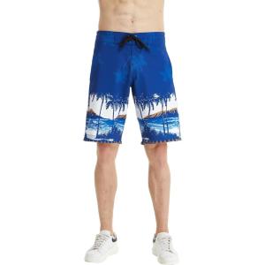 imageMens Spandex Hawaiian Beach Board Shorts with Zipped Pocket in Flamingo PartyDiamond Head Navy