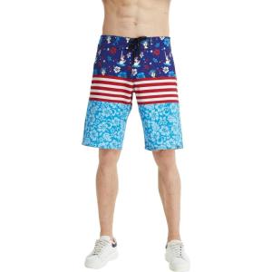 imageMens Spandex Hawaiian Beach Board Shorts with Zipped Pocket in Flamingo PartyLady Liberty Luau