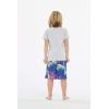 imageBoys Spandex Hawaiian Beach Board Shorts with Elastic Tie and Pocket in Crayon PalmsCrayon Palms in Navy