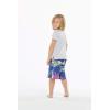 imageBoys Spandex Hawaiian Beach Board Shorts with Elastic Tie and Pocket in Crayon PalmsCrayon Palms in Navy