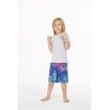 imageBoys Spandex Hawaiian Beach Board Shorts with Elastic Tie and Pocket in Crayon PalmsCrayon Palms in Navy