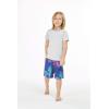 imageBoys Spandex Hawaiian Beach Board Shorts with Elastic Tie and Pocket in Crayon PalmsCrayon Palms in Navy