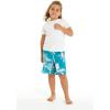 imageBoys Spandex Hawaiian Beach Board Shorts with Elastic Tie and Pocket in Crayon PalmsGray Palms in Blue