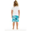 imageBoys Spandex Hawaiian Beach Board Shorts with Elastic Tie and Pocket in Crayon PalmsGray Palms in Blue