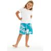 imageBoys Spandex Hawaiian Beach Board Shorts with Elastic Tie and Pocket in Crayon PalmsGray Palms in Blue