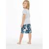 imageBoys Spandex Hawaiian Beach Board Shorts with Elastic Tie and Pocket in Faded FloralFaded Floral in Blue
