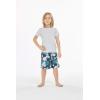 imageBoys Spandex Hawaiian Beach Board Shorts with Elastic Tie and Pocket in Faded FloralFaded Floral in Blue