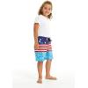 imageBoys Spandex Hawaiian Beach Board Shorts with Elastic Tie and Pocket in Faded FloralLady Liberty Luau