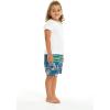 imageBoys Spandex Hawaiian Beach Board Shorts with Elastic Tie and Pocket in Faded FloralVintage Surf Blue