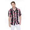 imageCouple Matching Hawaiian Luau Shirt Jumpsuit in Pink Black Hibiscus VinePink Black Hibiscus Vine