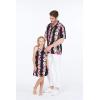 imageMatching Father Daughter Hawaiian Luau Cruise Outfit Shirt Dress Pink Hibiscus VinePink Black Hibiscus Vine
