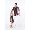imageMatching Father Daughter Hawaiian Luau Cruise Outfit Shirt Dress Pink Hibiscus VinePink Black Hibiscus Vine