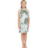 imageMatching Father Daughter Hawaiian Luau Cruise Outfit Shirt Dress Pink Hibiscus VineWispy Cereus Light Blue