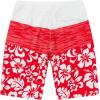 imageMens Spandex Hawaiian Beach Board Shorts with Zipped Pocket in Classic Hibiscus PrintClassic Hibiscus in Red