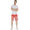 imageMens Spandex Hawaiian Beach Board Shorts with Zipped Pocket in Classic Hibiscus PrintClassic Hibiscus in Red